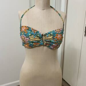 Mossimo Woman's  Blue Floral Bohemian Bikini Top Medium
